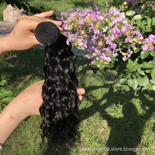 Thick Bottom Human Hair 10A Hair Weft, Water Wave 8-30 Inch Wet And Wavy Bundles With Closure